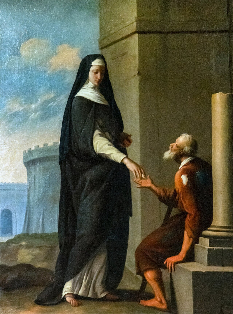 Zuster karmeliet die aalmoeze geeft - Eustache Le Sueur