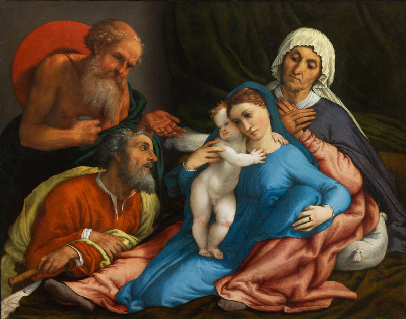 Sacra Famiglia met de heiligen Girolamo en Anna - Lorenzo Lotto