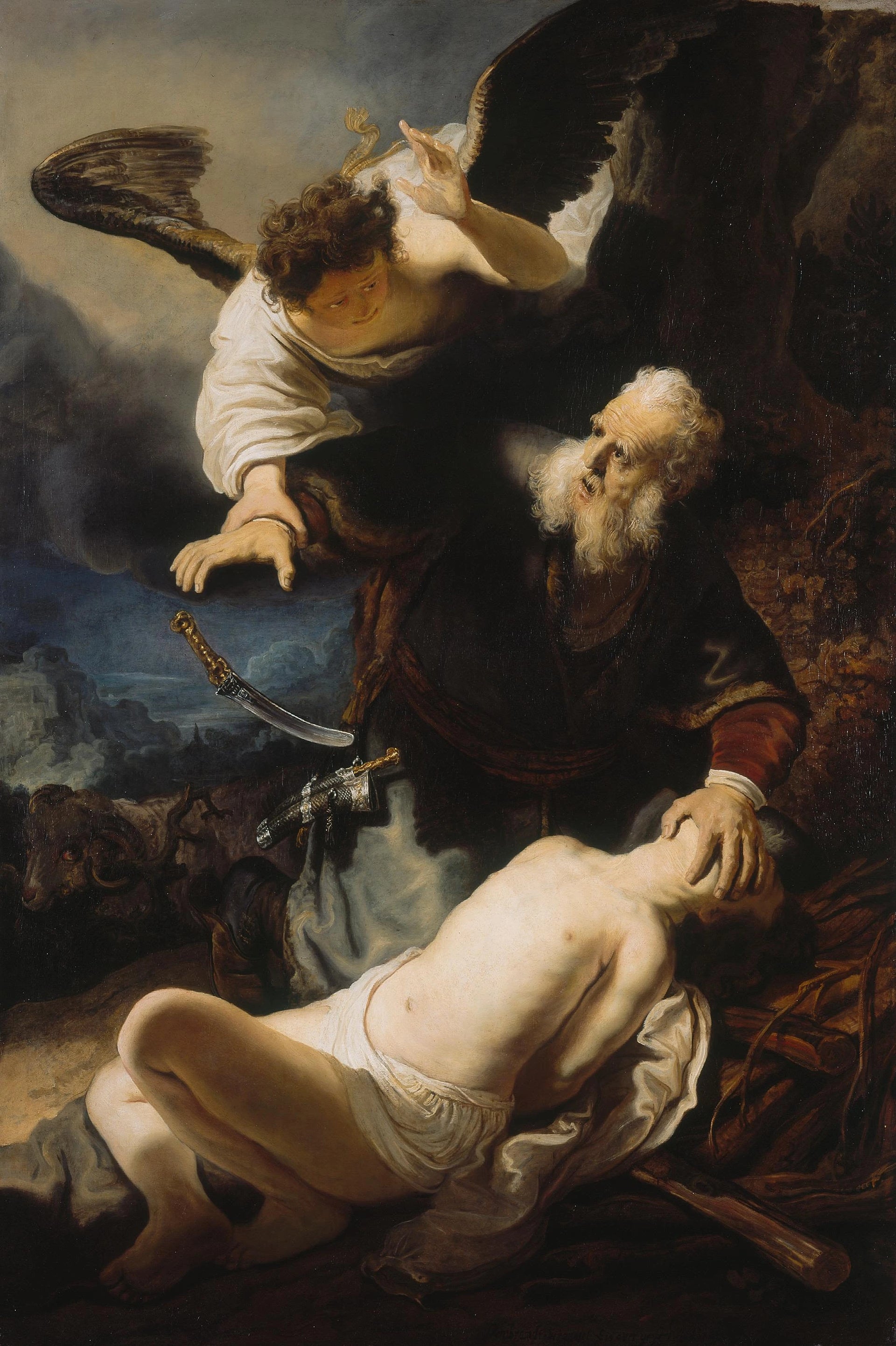 Le Sacrifice d’Isaac — Rembrandt et atelier, 1636, Alte Pinakothek de Munich