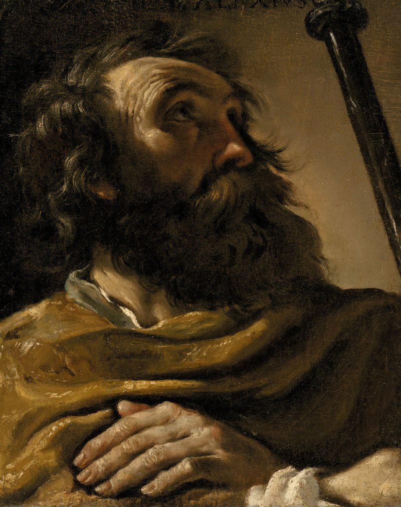 Sint Alexis in een bruin jas, houdend een stok - Guercino