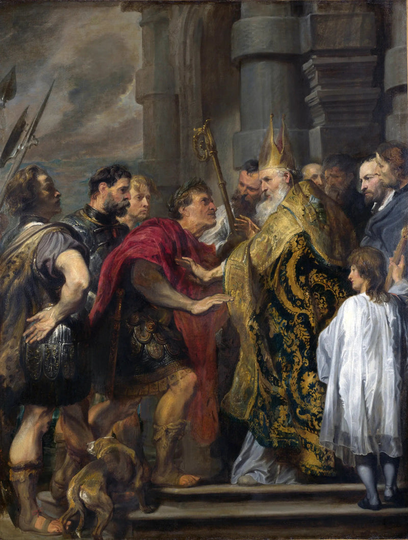 Sint-Ambrosus weigert Theodosius de toegang tot zijn kerk - Antoine van Dyck

Source:
saint Ambroise refusant à Théodose l'entrée de son église - Antoine van Dyck