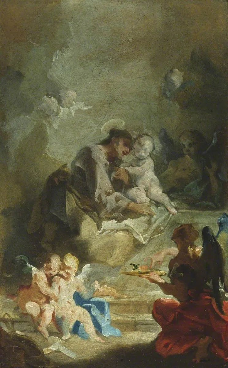Sint-Antonius van Padua aanbiddend het Kind Jezus - Giovanni Battista Pittoni