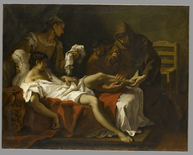 Sint-Antonius van Padua die een jonge man geneest die zijn voet had geamputeerd om zichzelf te straffen omdat hij zijn moeder had geslagen - Sebastiano Ricci