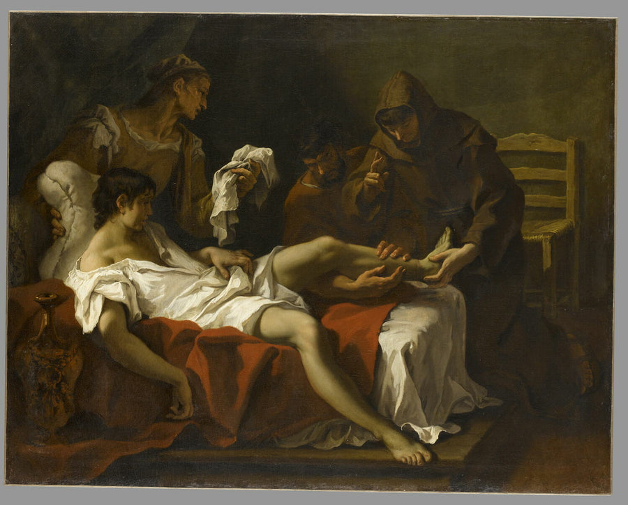 Sint-Antonius van Padua die een jonge man geneest die zijn voet had geamputeerd om zichzelf te straffen omdat hij zijn moeder had geslagen - Sebastiano Ricci