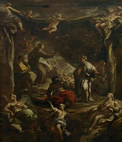 Sint-Antonius van Padua berispt de tiran Ezzelino - Luca Giordano