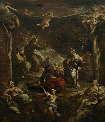 Sint-Antonius van Padua berispt de tiran Ezzelino - Luca Giordano