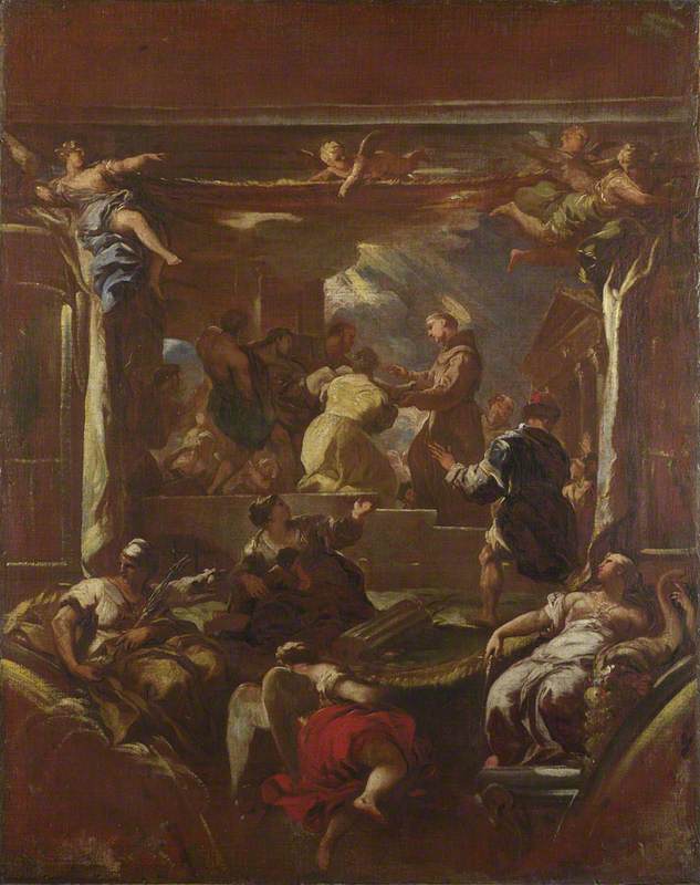 Sint-Antonius van Padua herstelt de voet van een man - Luca Giordano