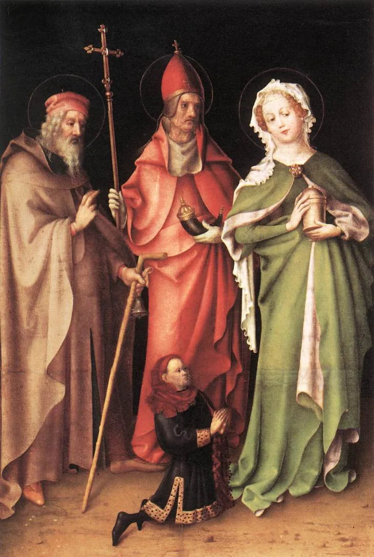 Sint-Antonius de Eremiet, Sint-Corneille en Sint-Maria Magdalena met een schenker - Stefan Lochner
