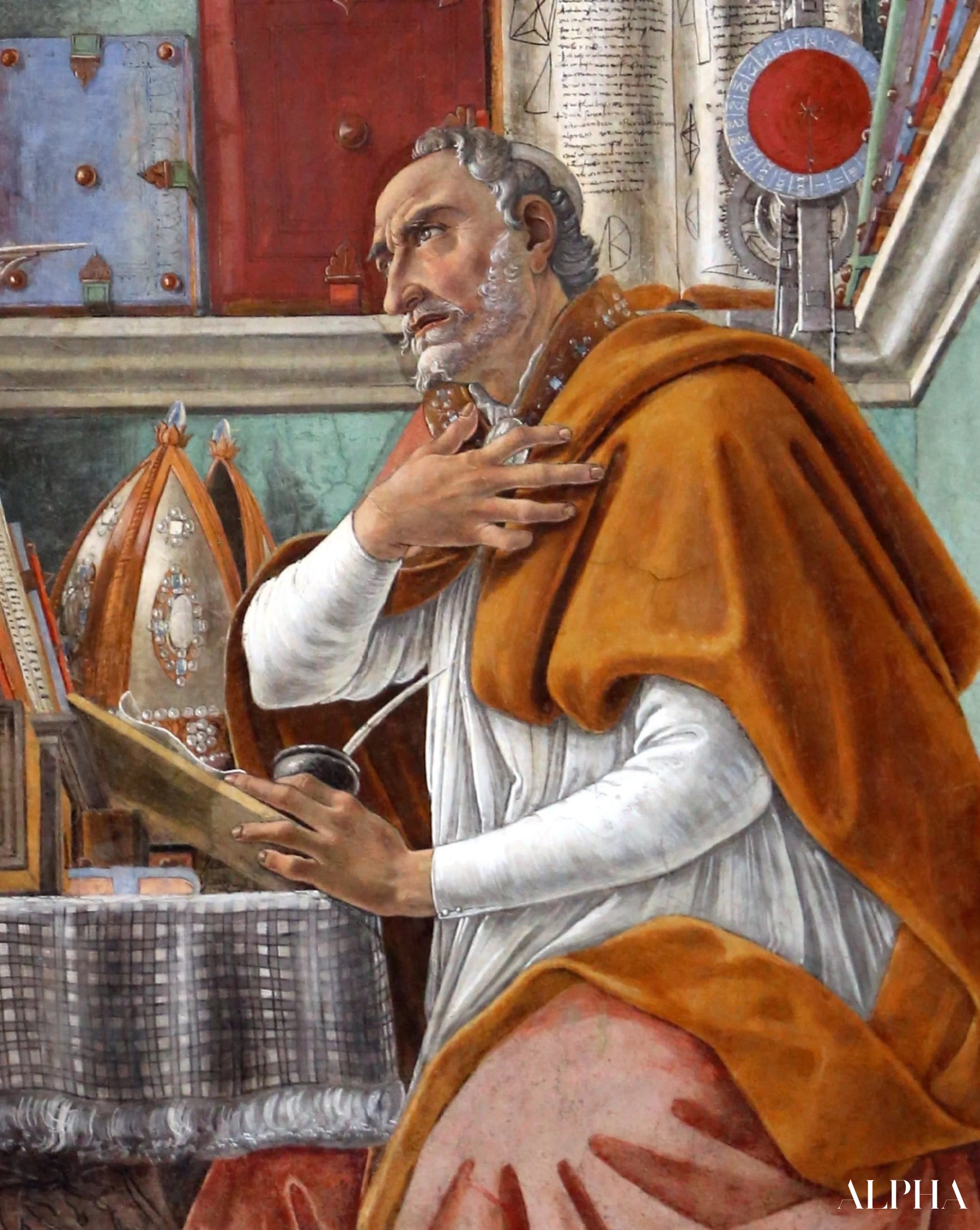 Sint Augustinus in zijn cel (Detail) - Sandro Botticelli - Reproducties van schilderijen en hoogwaardige schilderkunst