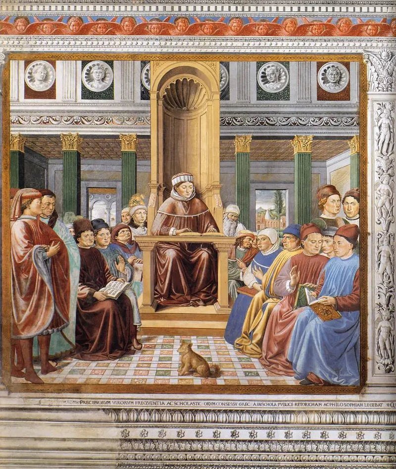 Sint Augustinus onderwijst in Rome (scène 6, zuidmuur) - Benozzo Gozzoli