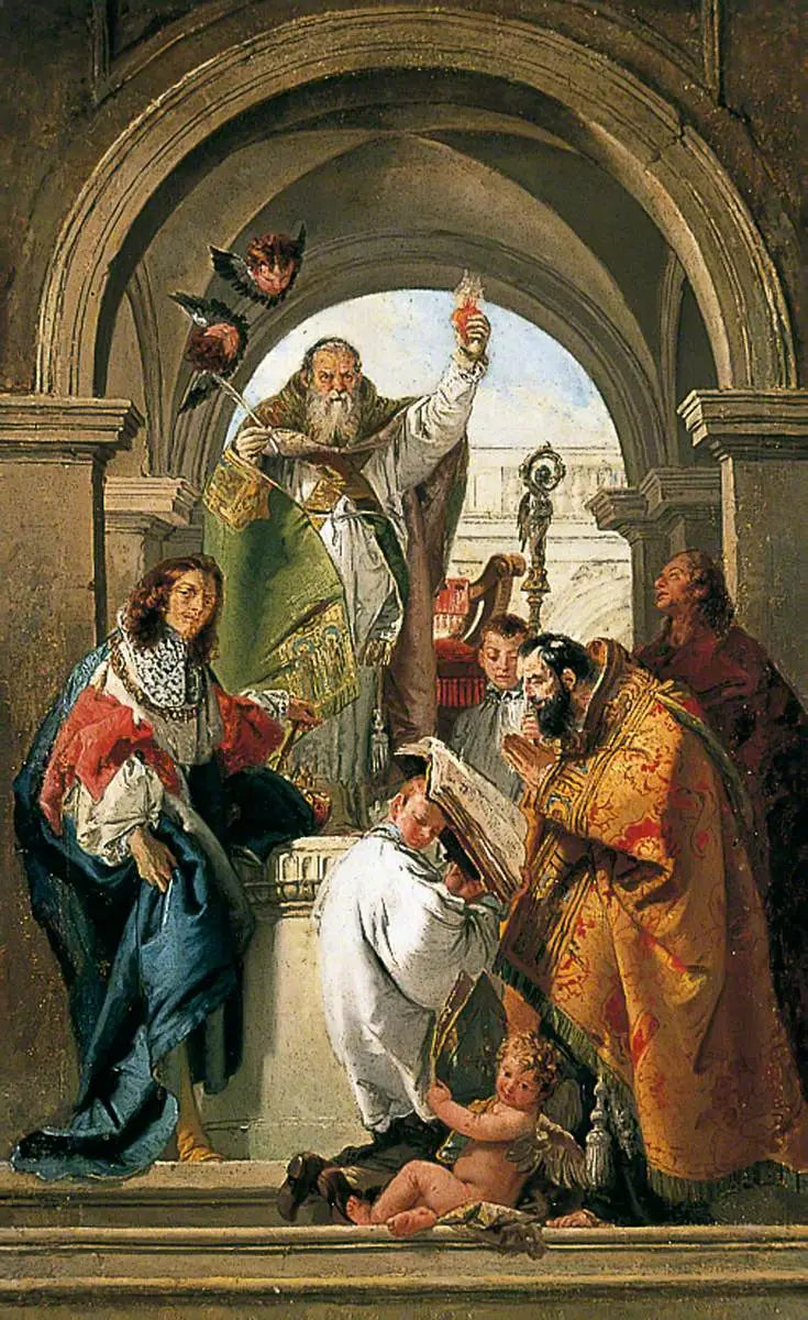Sint Augustinus, Sint Louis van Frankrijk, Sint Johannes de Evangelist en een Heilige bisschop - Giovanni Battista Tiepolo