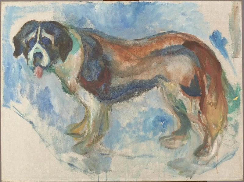 Sint-Bernard in de sneeuw - Edvard Munch