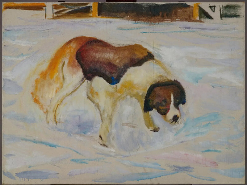 Sint-Bernard in de sneeuw - Edvard Munch