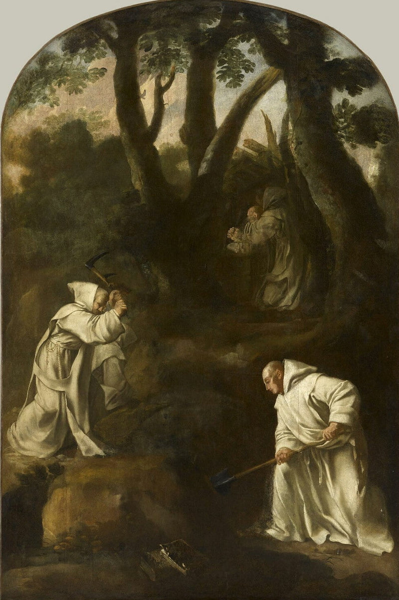 Sint Bruno in gebed in zijn oratorium - Eustache Le Sueur
