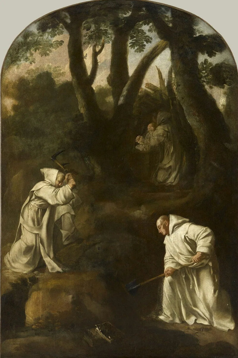 Sint Bruno in gebed in zijn oratorium - Eustache Le Sueur