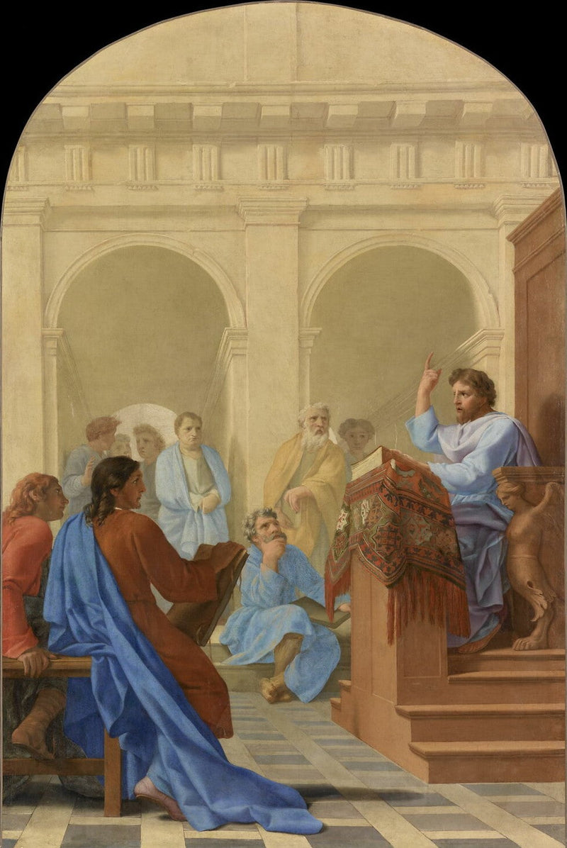 Sint Bruno onderwijst theologie aan de scholen van Reims - Eustache Le Sueur