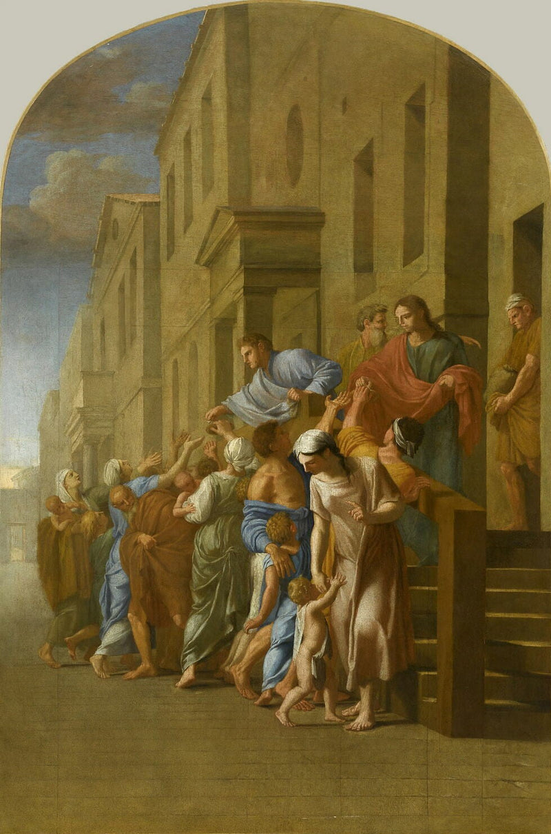 Sint Bruno en zijn metgezellen, voordat ze naar Grenoble vertrekken, delen al hun bezittingen uit aan de armen - Eustache Le Sueur