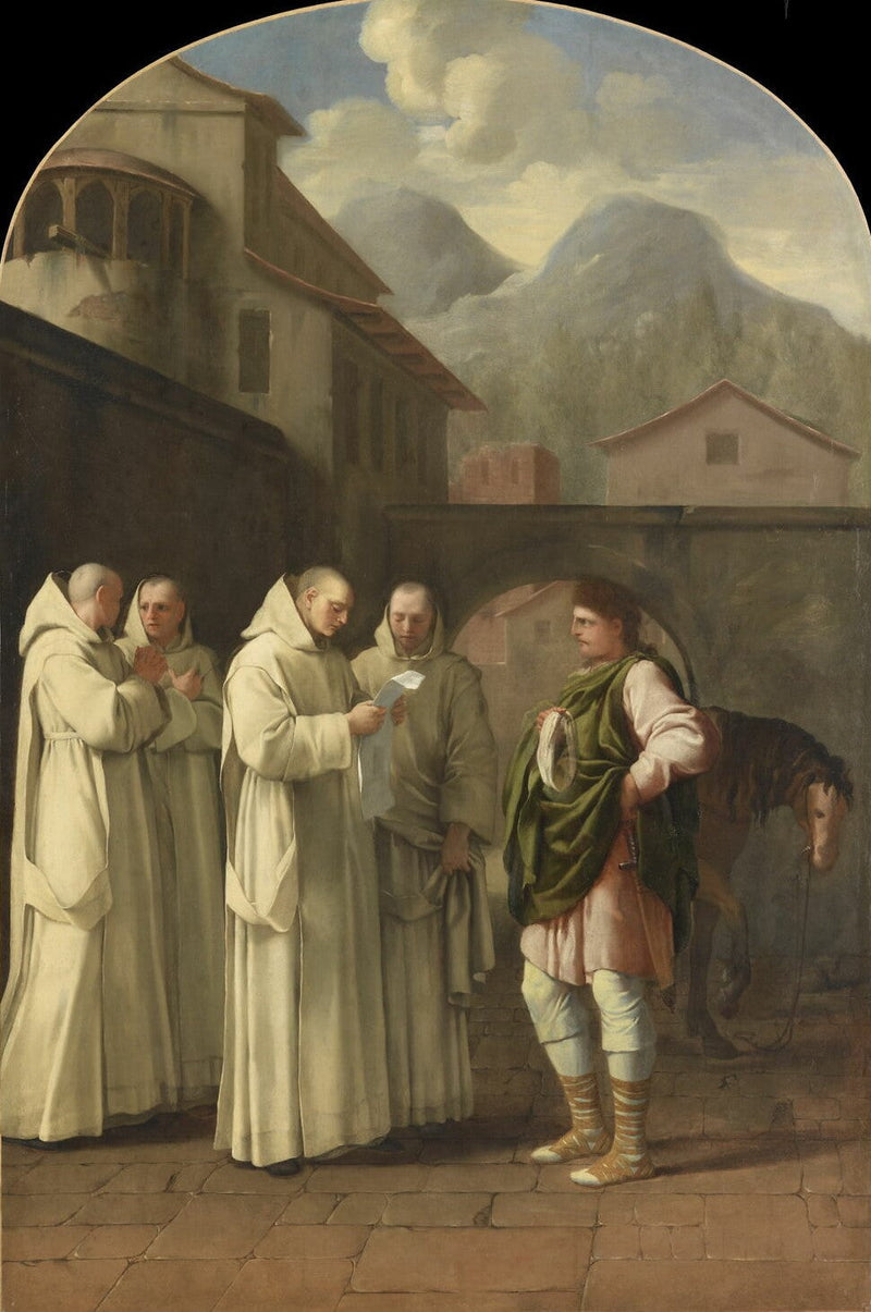 Sint Bruno ontvangt een bericht van de paus - Eustache Le Sueur