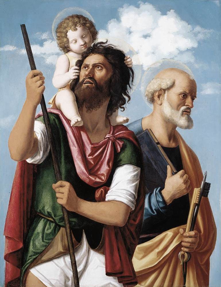 Sint-Christoffel met het Kind Jezus en Sint Petrus - Cima da Conegliano