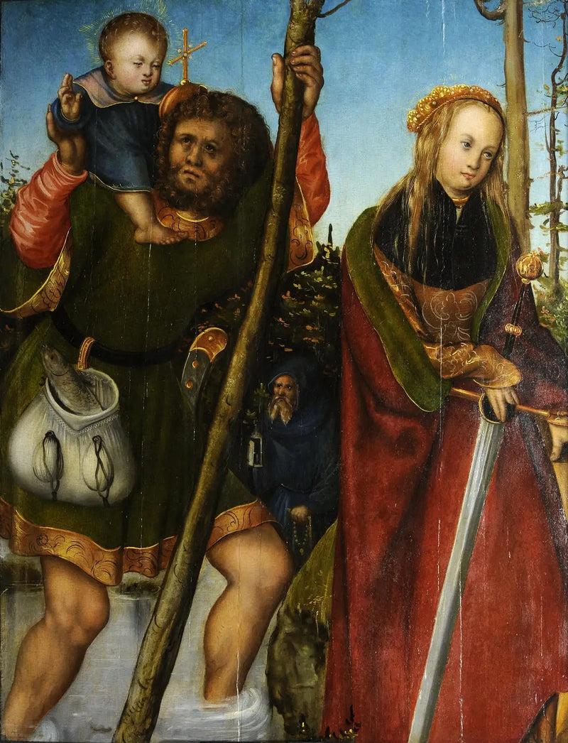 Sint-Christoffel en Heilige Catharina - Lucas Cranach de Oudere