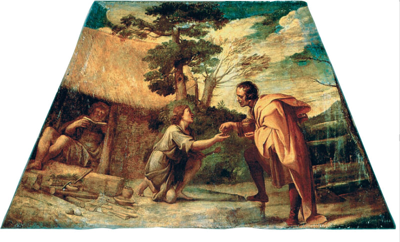 Sint Didaque van Alcalá die aalmoezen ontvangt - Annibale Carracci