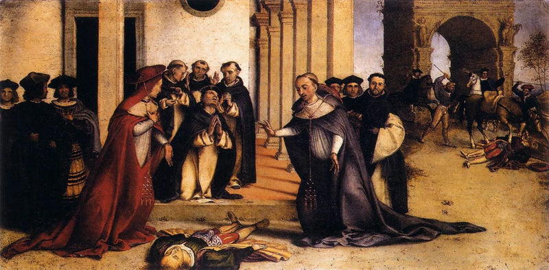 Sint Dominique brengt Napoléon Orsini op, - Lorenzo Lotto
