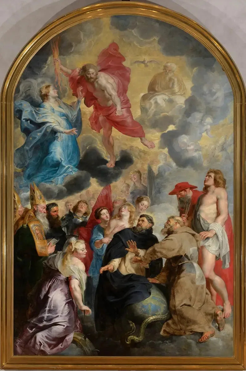 Sint-Dominicus en Sint-Franciscus die de wereld beschermen tegen de toorn van Christus - Peter Paul Rubens