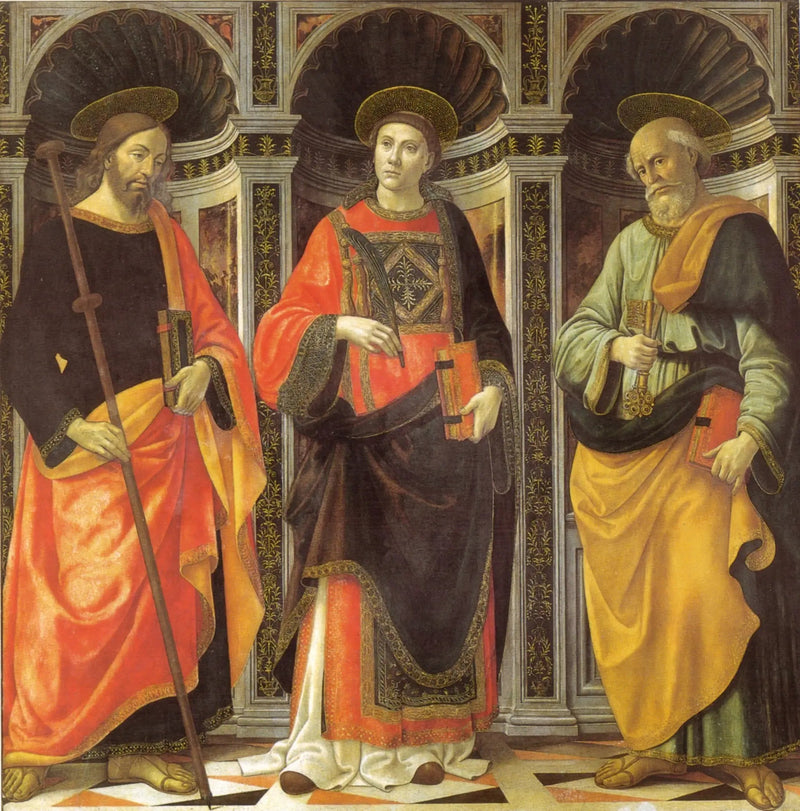 Saint Étienne tussen de heiligen Jacobus en Petrus - Domenico Ghirlandaio