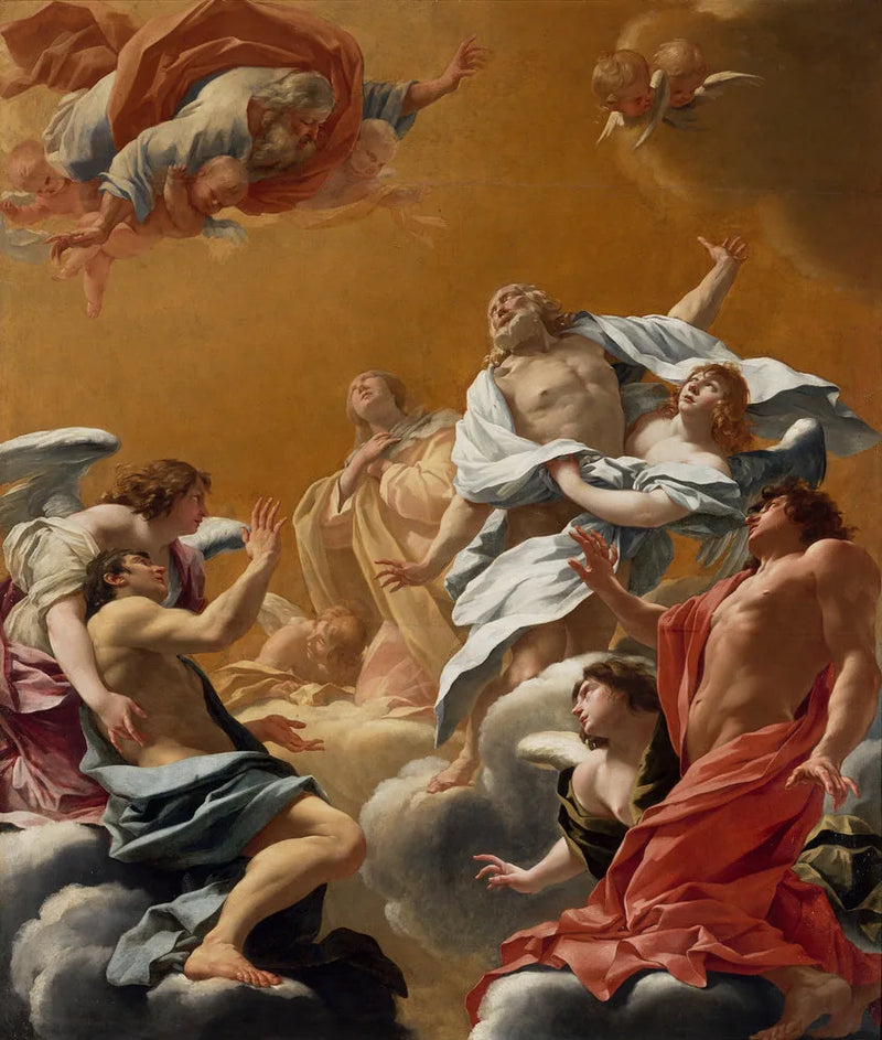 Sint Eustatius en zijn familie naar de hemel gebracht - Simon Vouet