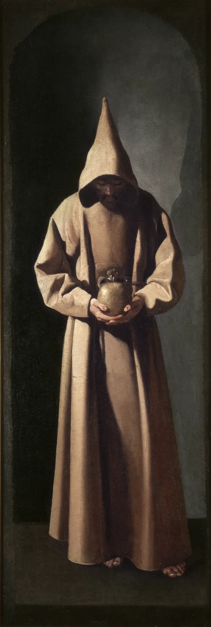 Sint Franciscus die een schedel overdenkt - Francisco de Zurbarán
