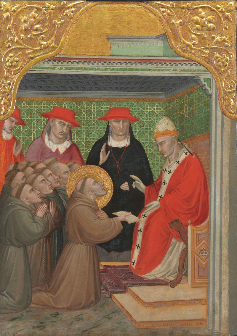 Sint Franciscus voor de Paus (Bevestiging van de Franciscaner Regel) - Spinello Aretino