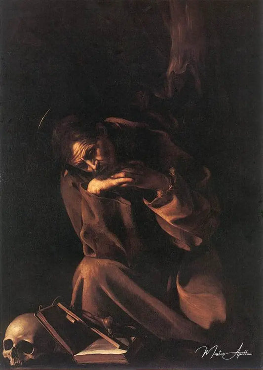 Saint François en méditation - Caravaggio Reproductions de tableaux à la peinture à l’huile