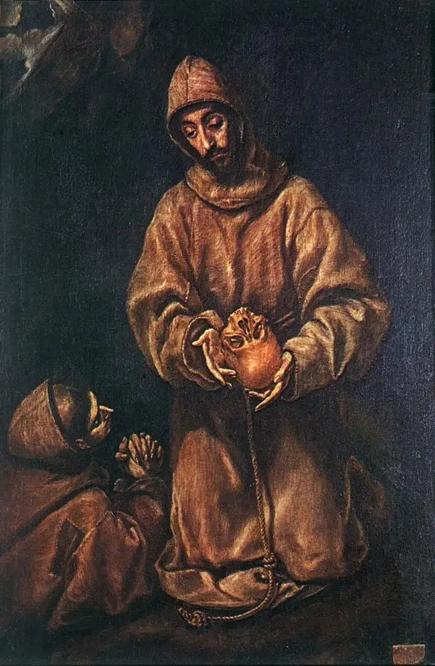 Sint Franciscus en broeder Léon mediterend over de dood - El Greco