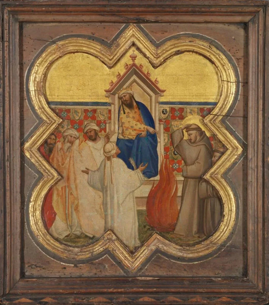 Sint Franciscus en de beproeving van het vuur voor de sultan - Taddeo Gaddi