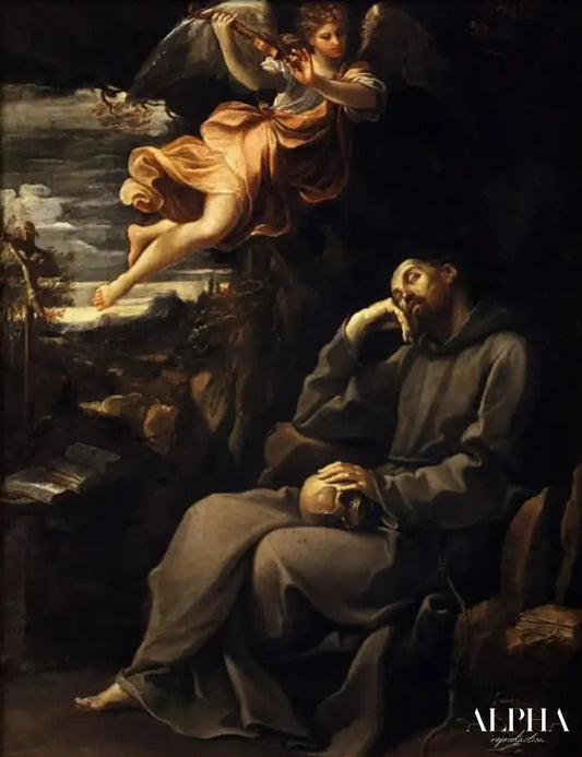 Saint François mort avec un ange musicien - Guido Reni Reproductions de tableaux à la peinture à l’huile