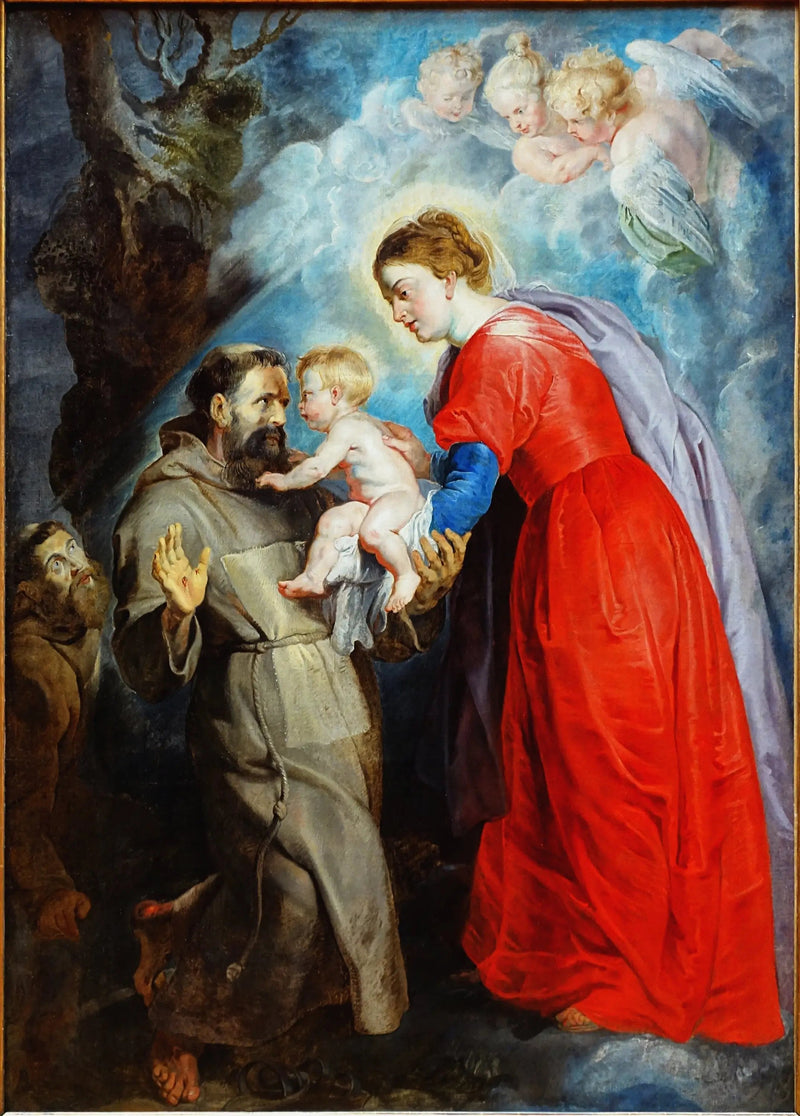 Sint Franciscus ontvangt het kind Jezus uit de handen van de Maagd - Peter Paul Rubens