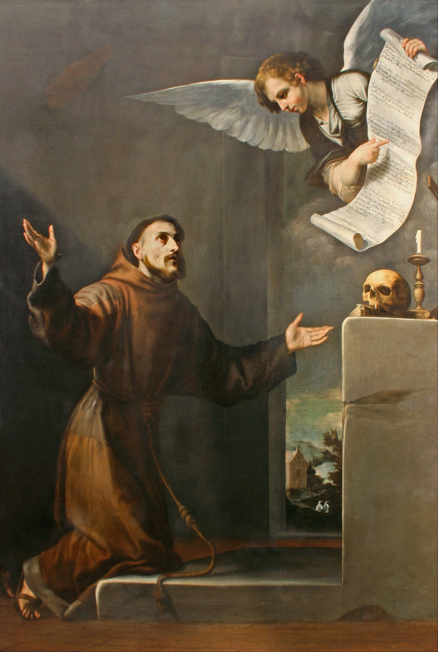 Sint Franciscus ontvangt de zeven privileges van de Engel - Jusepe de Ribera