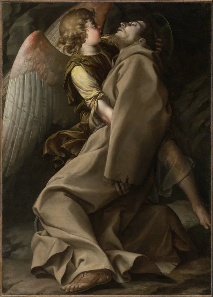 Sint Franciscus ondersteund door een engel - Orazio Gentileschi