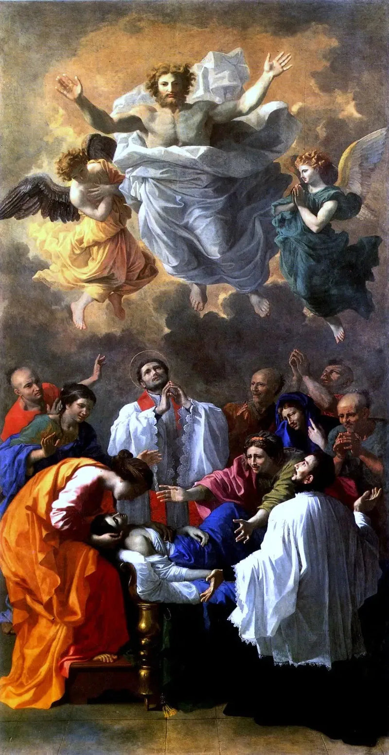 Sint-Franciscus Xaverius brengt het meisje van een inwoner van Cangoxima, Japan, weer tot leven - Nicolas Poussin