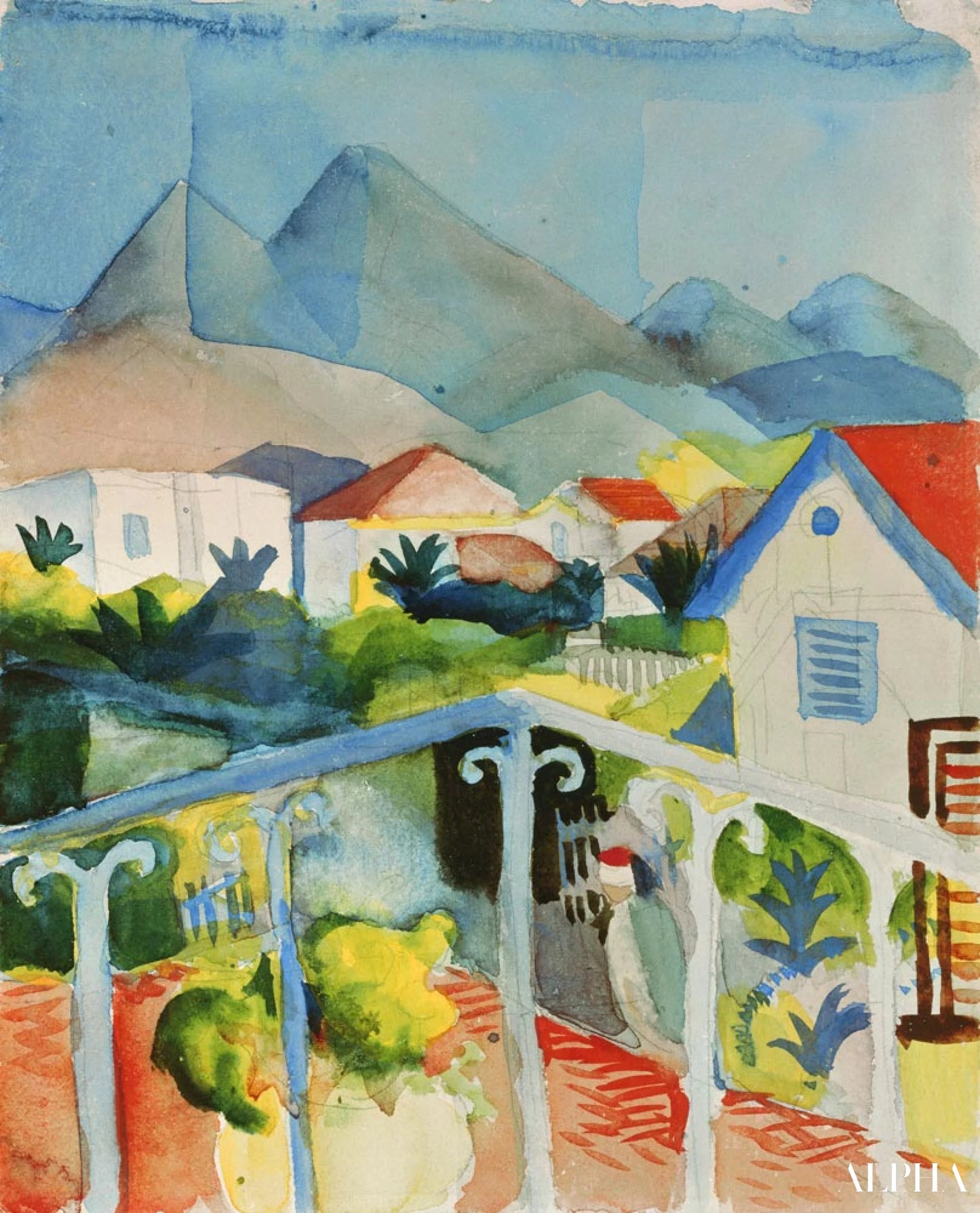 Saint Germain in Tunis - August Macke - Reproducties van schilderijen en hoogwaardige schilderkunst
