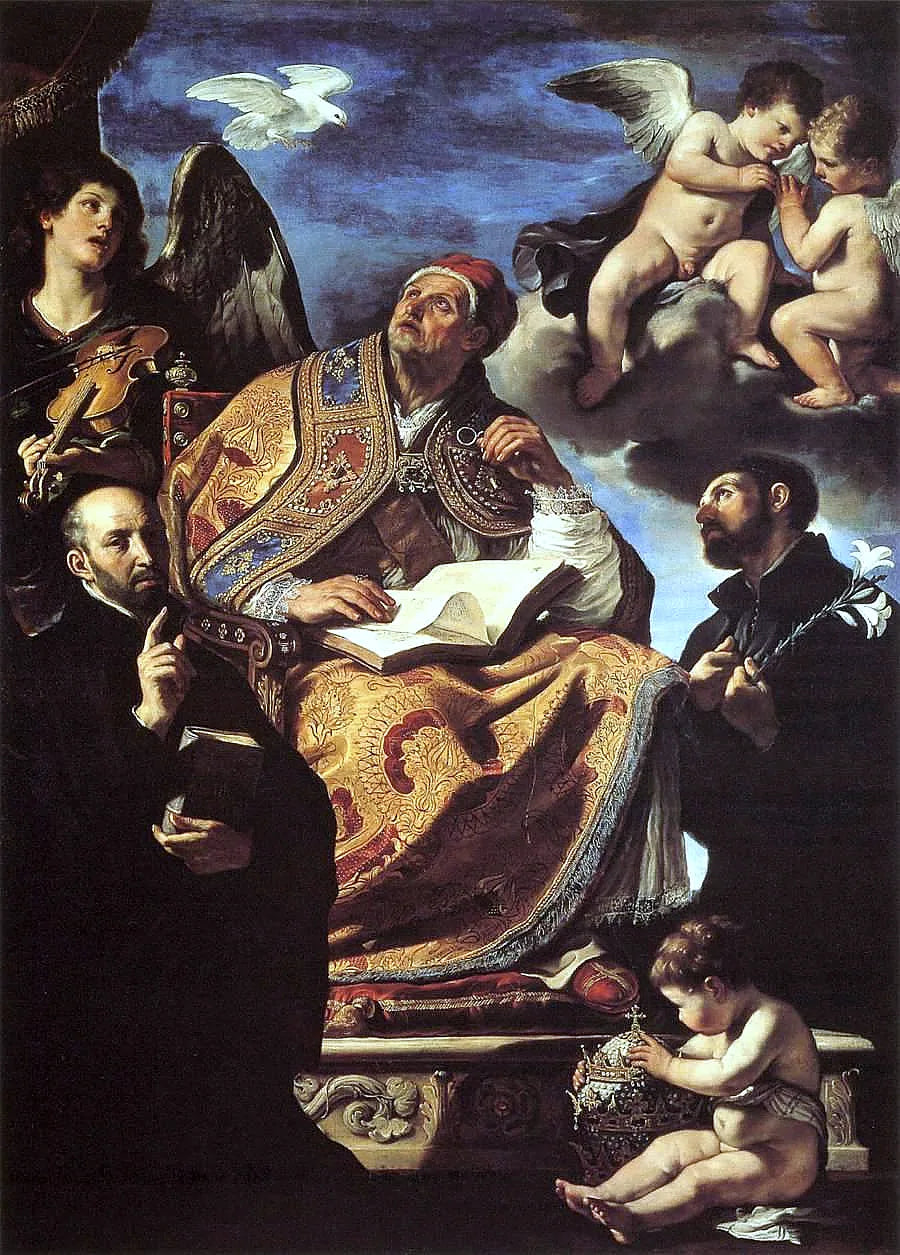 Sint Gregorius de Grote met de heiligen jezuïeten - Guercino