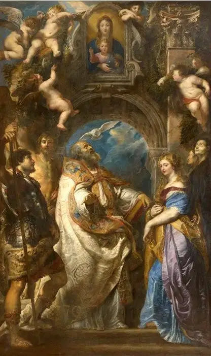 Sint Gregorius paus, omringd door heiligen en heiligen - Peter Paul Rubens