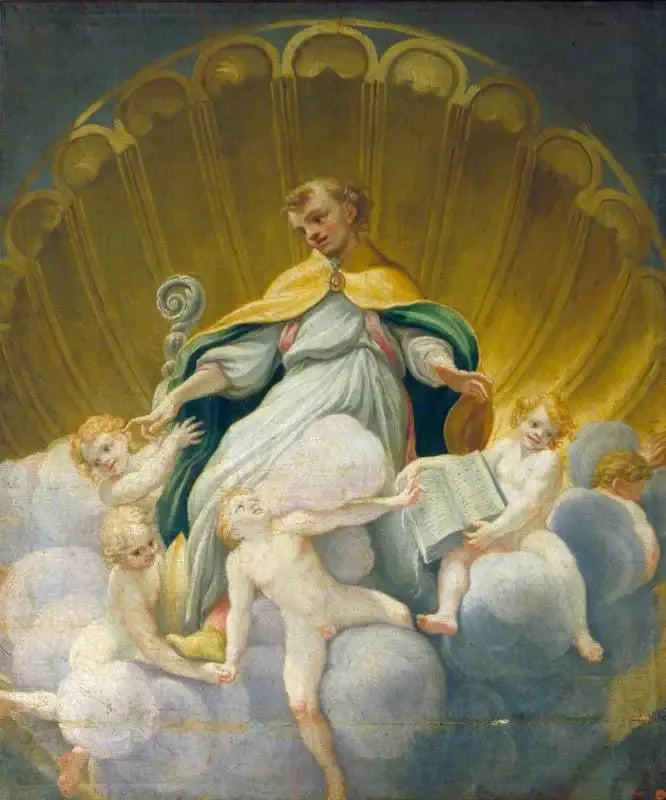 Sint Hilaire omringd door engelen (kopie van de fresco van de koepel van de kathedraal van Parma) - Antonio da Correggio