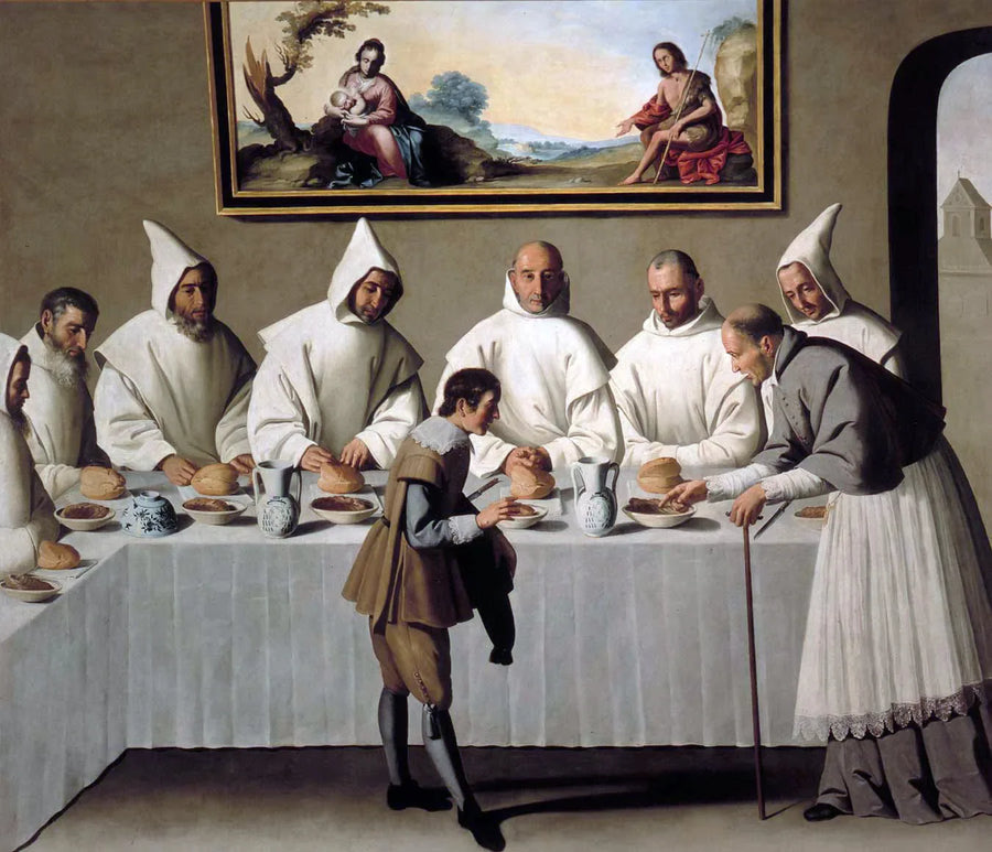 Sint Hugues in de refter van de Kartuisen - Francisco de Zurbarán