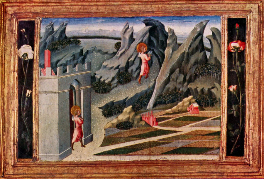 Johannes de Doper trekt zich terug in de woestijn - Giovanni di Paolo