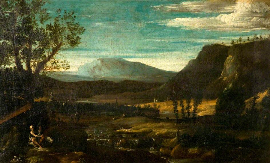 Sint-Jan in een berglandschap - Domenichino