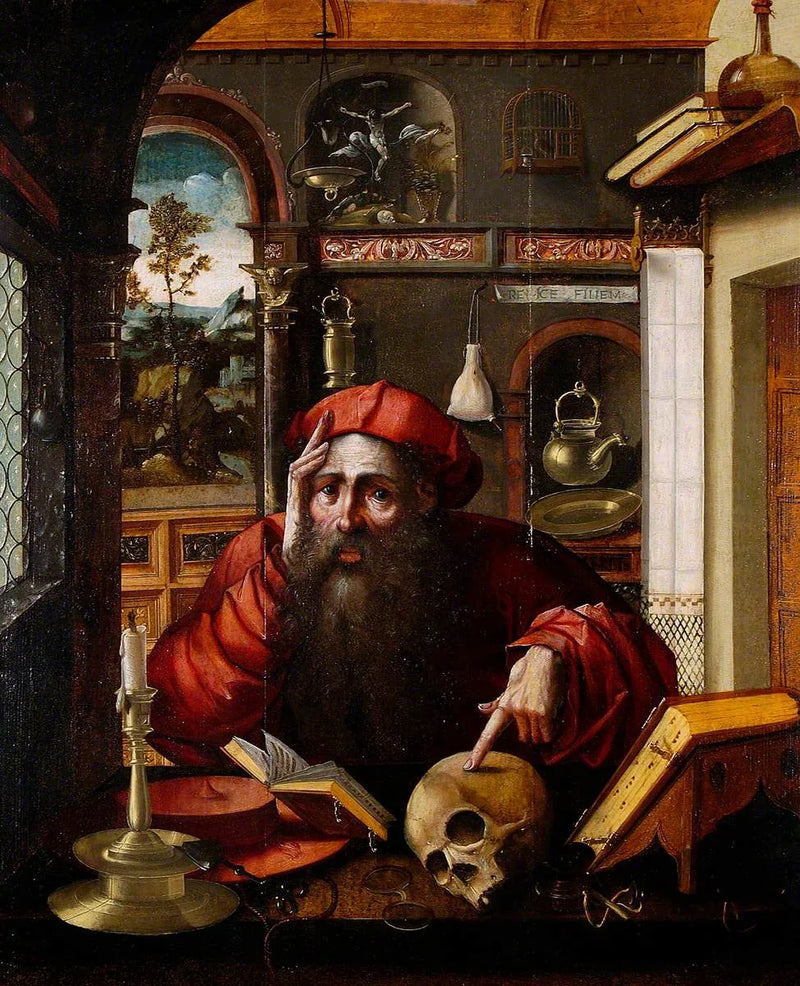 Sint-Jozef met een schedel (naar Albrecht Dürer) - Marinus van Reymerswale
