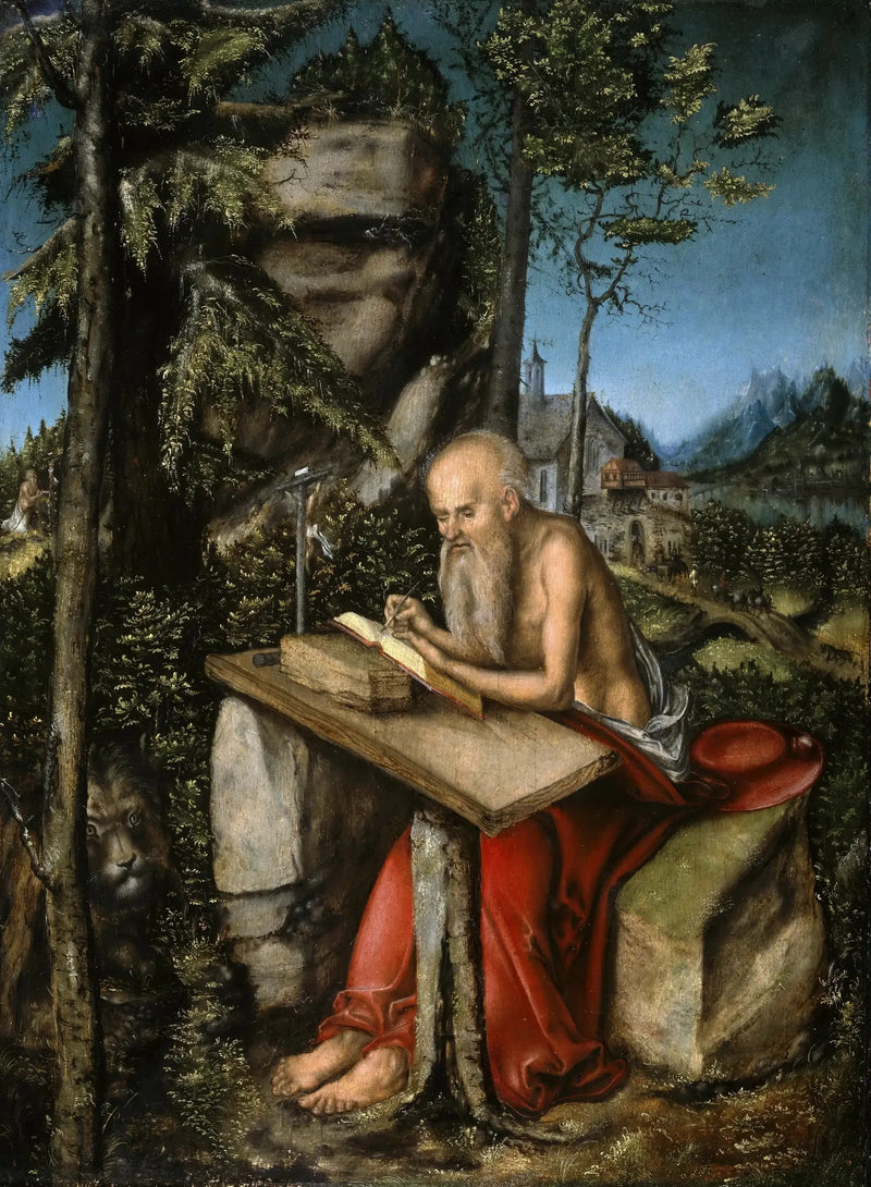 Sint-Jozef in een rotsachtig landschap - Lucas Cranach de Oudere
