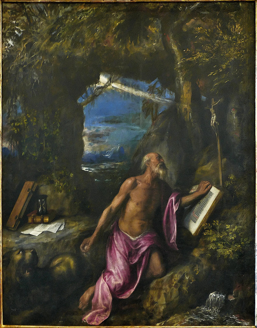 Saint Jérôme en pénitence - Titian image 1 copie peinte à la main à l’huile