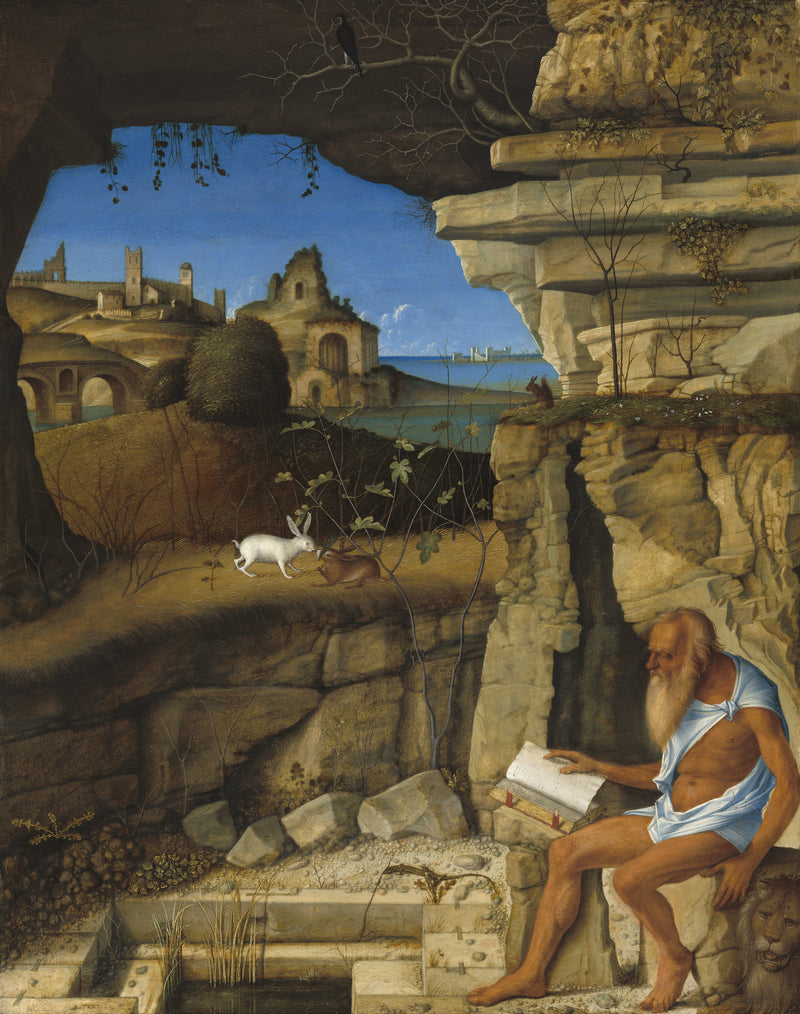 Sint-Jerome leest op het platteland - Giovanni Bellini